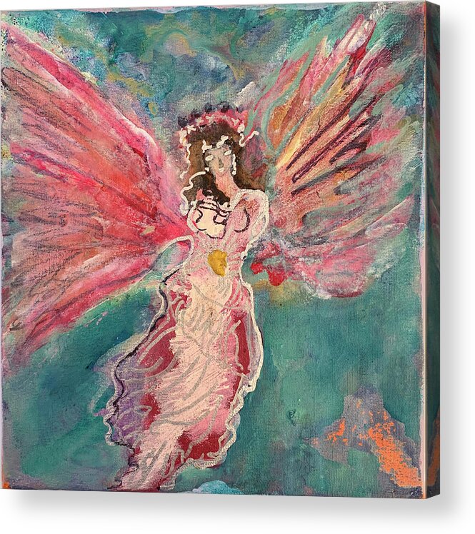 Fairy Acrylic Print featuring the painting Fairy Angel by Leslie Porter