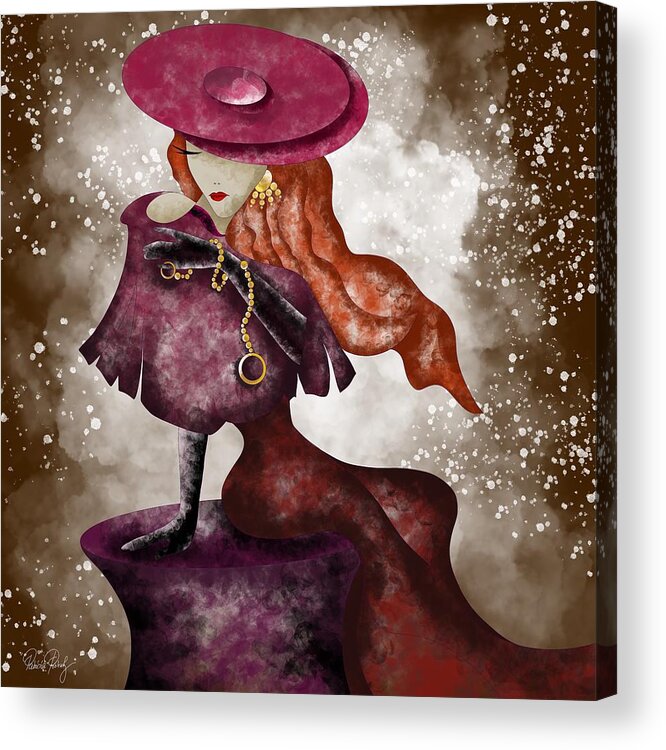 Fairytale Acrylic Print featuring the painting Fairytale lady in red by Patricia Piotrak