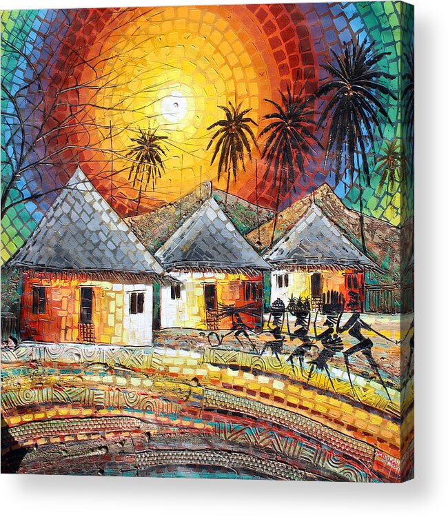 Africa Acrylic Print featuring the painting Family from the Farm by Paul Gbolade Omidiran