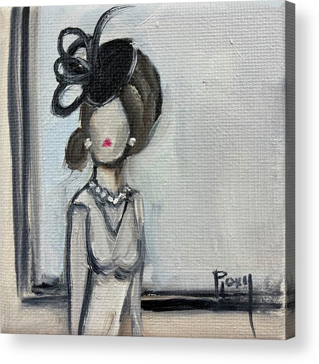 Elegant Lady Acrylic Print featuring the painting Fascinating in Pearls by Roxy Rich