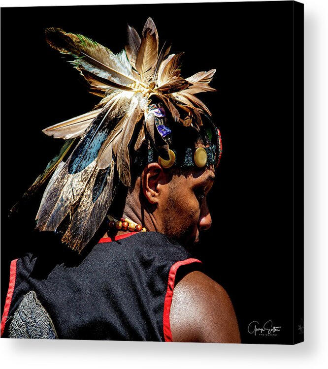 Pow Wow Acrylic Print featuring the photograph Feather Head by George Salter