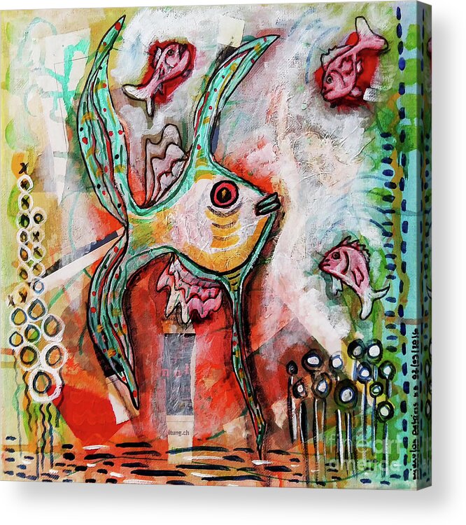Fish Acrylic Print featuring the mixed media Fishy Stuff by Mimulux Patricia No