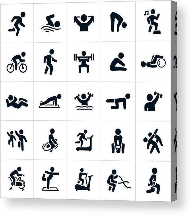 Resistance Band Acrylic Print featuring the drawing Fitness Activities Icons by Appleuzr