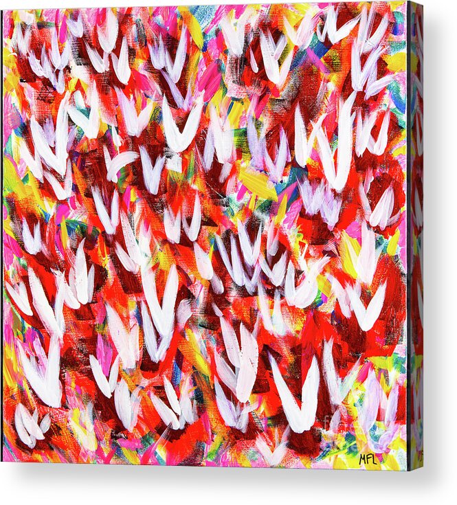 Abstract Acrylic Print featuring the digital art Flight Of The White Doves - Colorful Abstract Contemporary Acrylic Painting by Sambel Pedes