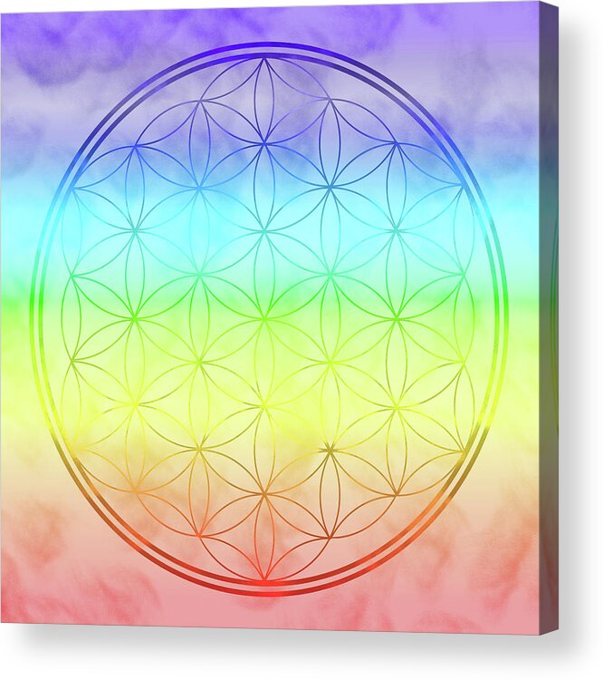 Flower Of Life Acrylic Print featuring the digital art Flower of Life 1 by Angie Tirado