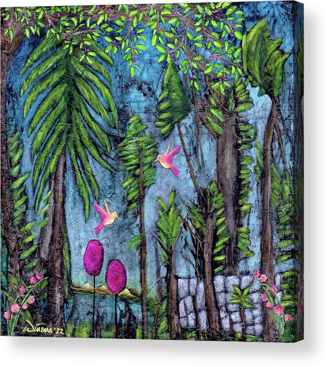 Dreamscape Acrylic Print featuring the painting Forest of Tranquility by Winona's Sunshyne