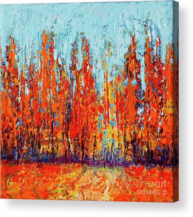 Redwood Forest Paintings In The Fall Acrylic Print featuring the painting Forest Painting in the Fall - Autumn Season by Patricia Awapara