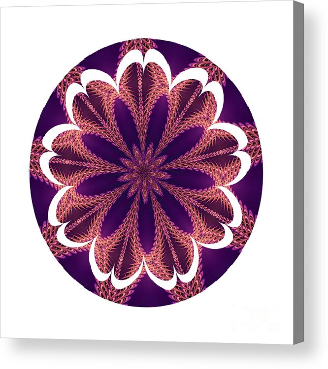 Fractal Flowers Mandala Series 3 Acrylic Print featuring the digital art Fractal Flowers Mandala Series 3 by Rose Santuci-Sofranko