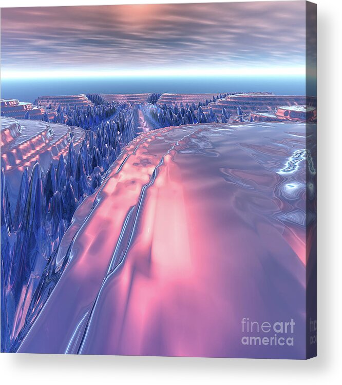 Glacier Acrylic Print featuring the digital art Fractal Glacier Landscape by Phil Perkins