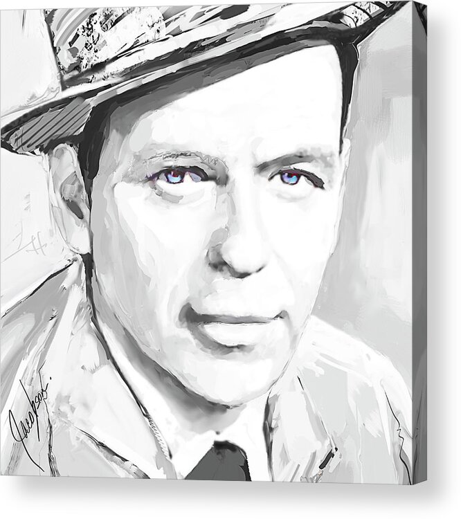 Frank Acrylic Print featuring the painting Frank Sinatra I Silver by Jackie Medow-Jacobson