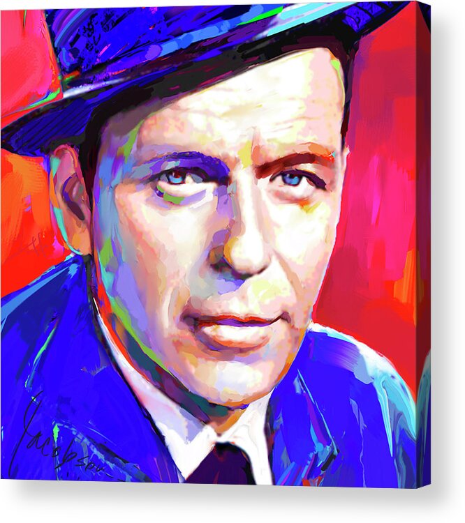Frank Acrylic Print featuring the painting Frank Sinatra by Jackie Medow-Jacobson