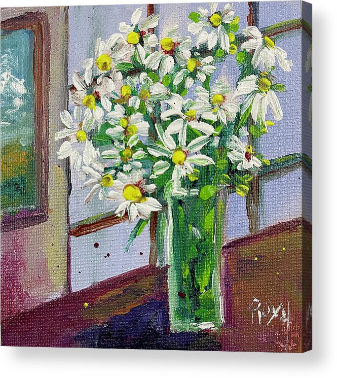 Daisies Acrylic Print featuring the painting Fresh Daisies by Roxy Rich