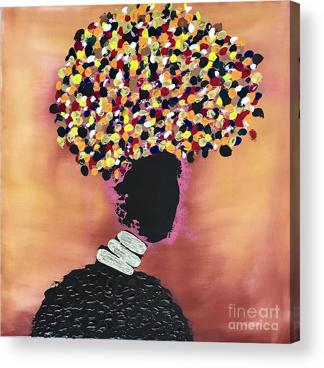 Black Woman Acrylic Print featuring the painting Fruit Lady by D Powell-Smith