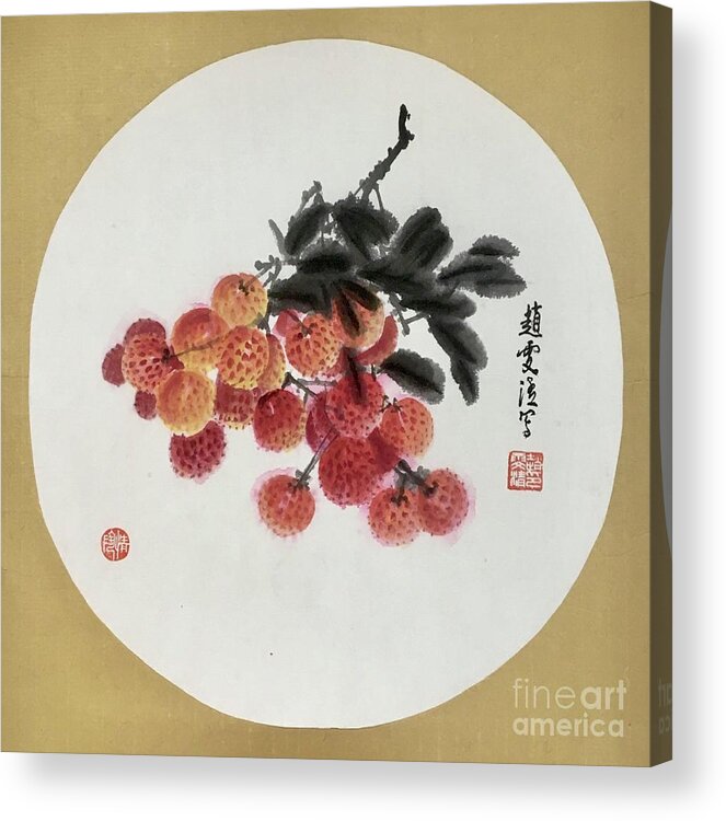 Litchi Acrylic Print featuring the painting Fruit Litchi by Carmen Lam
