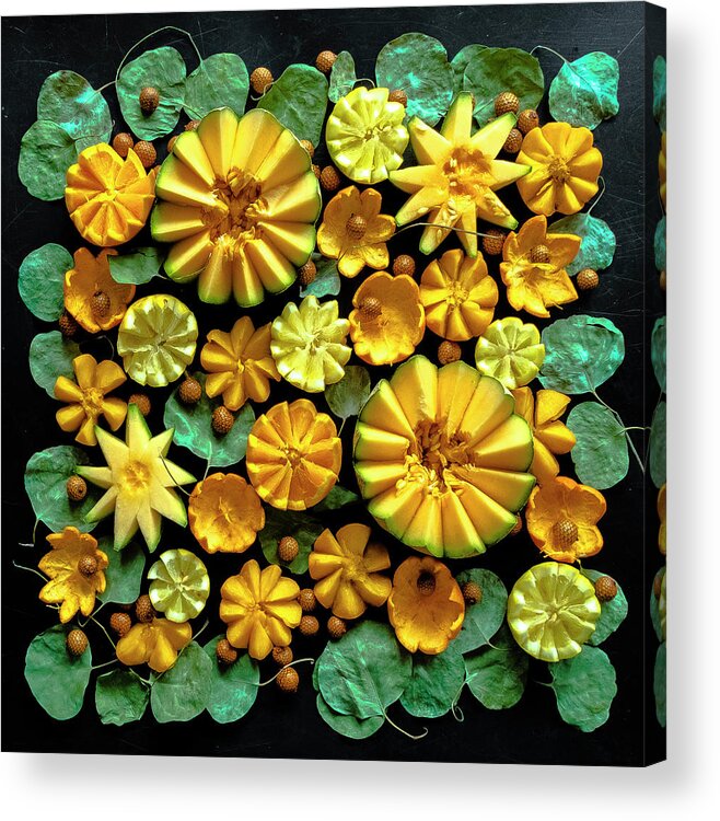 Fruity Flowers Arrangement Acrylic Print featuring the photograph Fruity Flowers Arrangement by Sarah Phillips