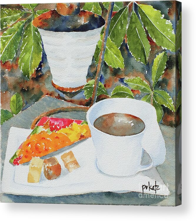 Impressionism Acrylic Print featuring the painting Fudge In The Garden by Pat Katz