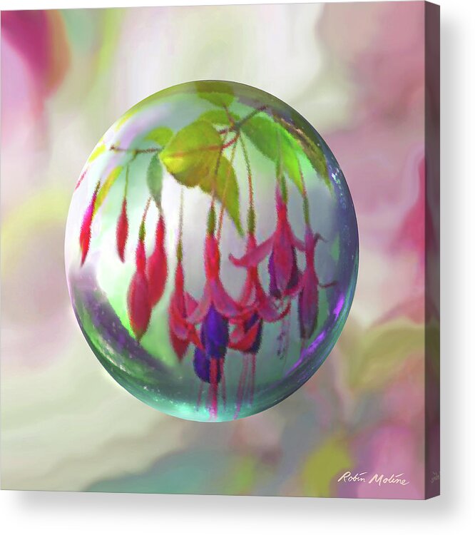 Fuchsia Acrylic Print featuring the painting Fuschia Say by Robin Moline