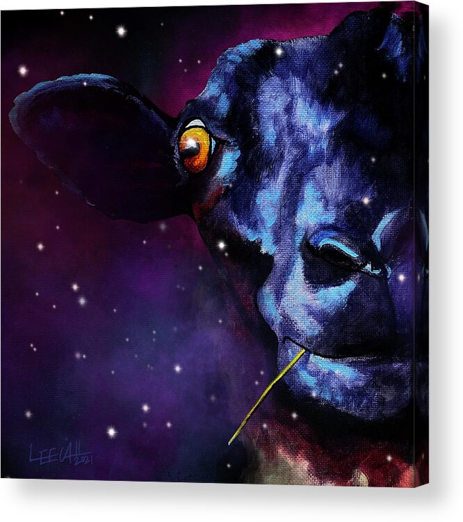 Sheep Acrylic Print featuring the painting Galaxy Hailey by DawgPainter