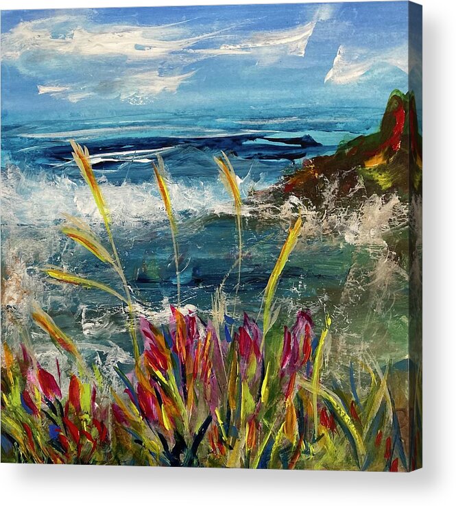 Sea Acrylic Print featuring the painting Gathering a storm by Ann Leech