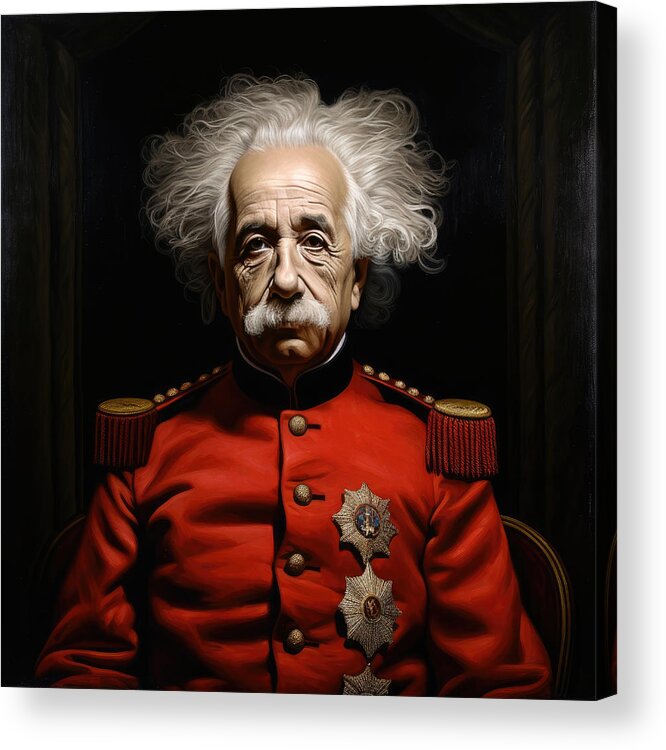 Caricature Acrylic Print featuring the painting General Einstein by My Head Cinema