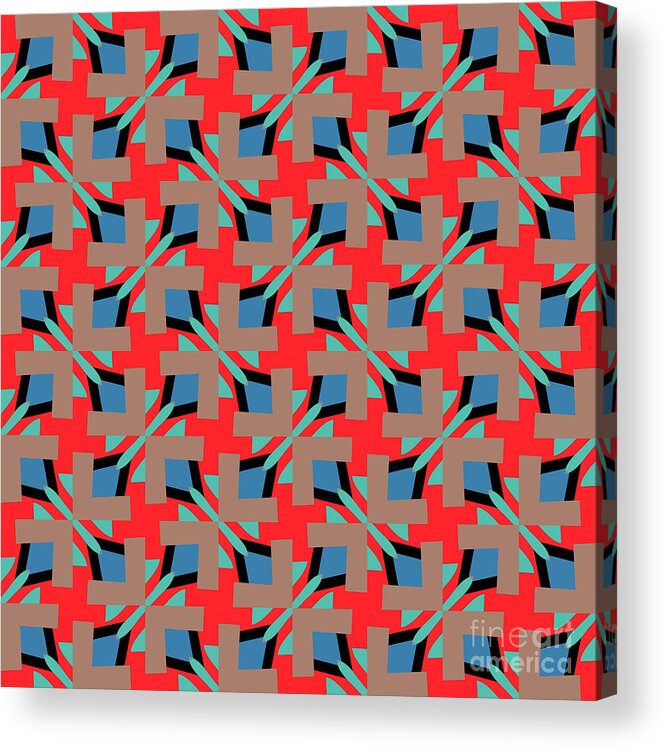 Patterns Acrylic Print featuring the digital art Geometric Designer Pattern 2784a - Red Blue Grey by Philip Preston