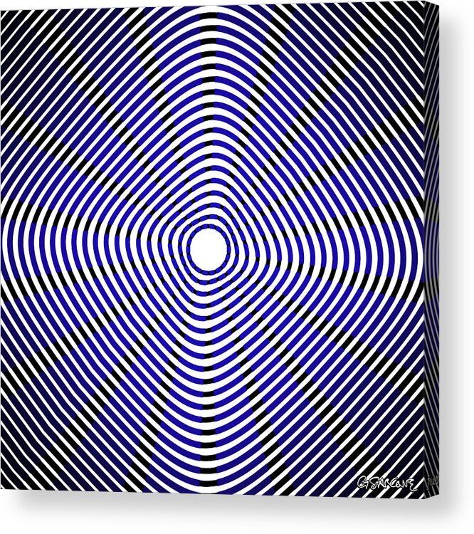 Op Art Acrylic Print featuring the mixed media Ghost beams / Deep Blue by Gianni Sarcone