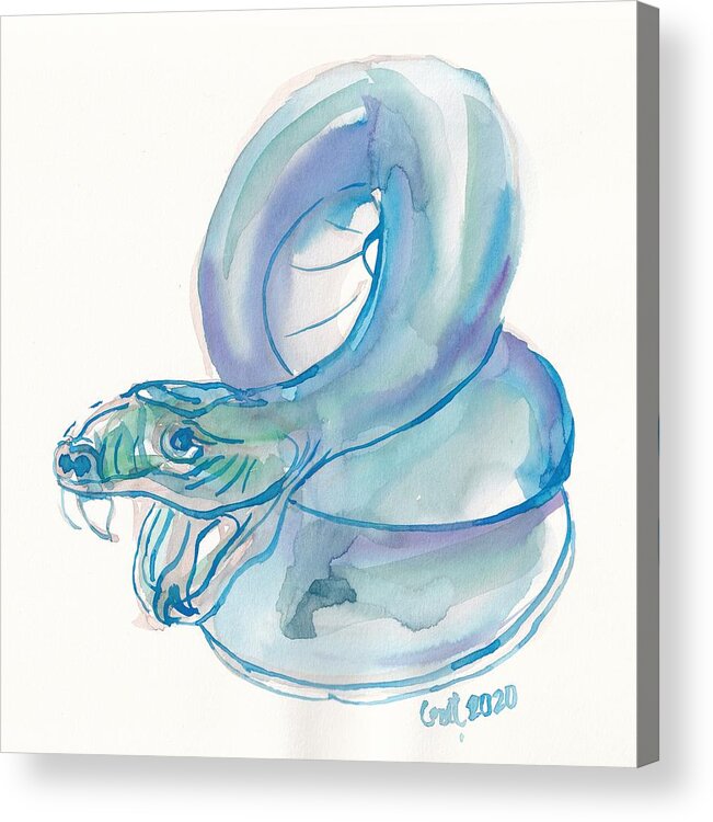 Miniature Acrylic Print featuring the painting Giant Snake by George Cret