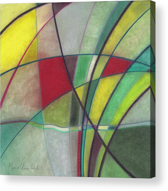 Stein-glass Acrylic Print featuring the pastel Glass Dance by Marie-Claire Dole