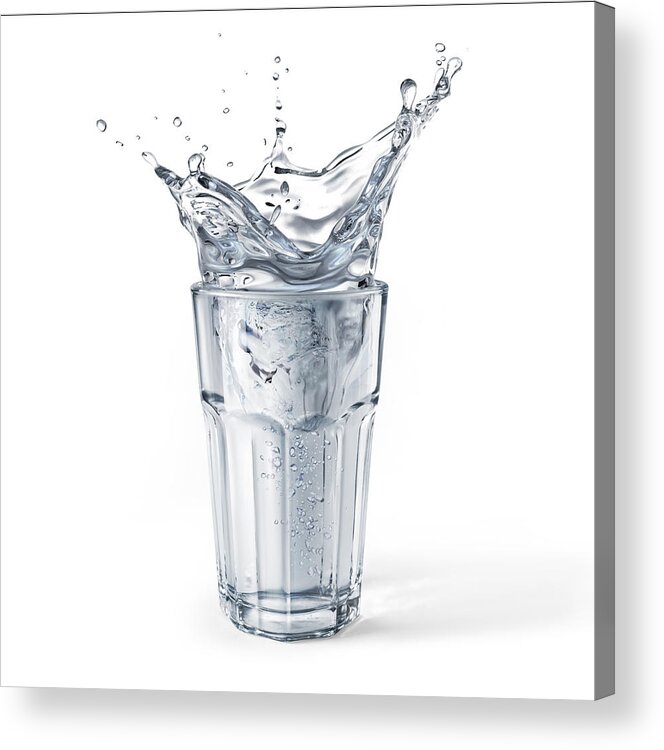 Cool Attitude Acrylic Print featuring the drawing Glass full of water with splash, illustration by Leonello Calvetti/science Photo Library
