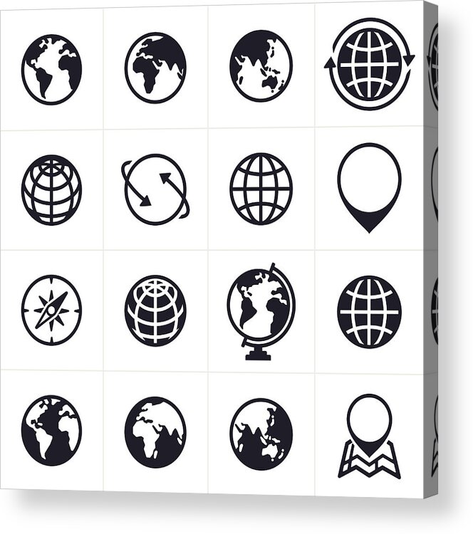 Corporate Business Acrylic Print featuring the drawing Globes Icons and Symbols by Filo