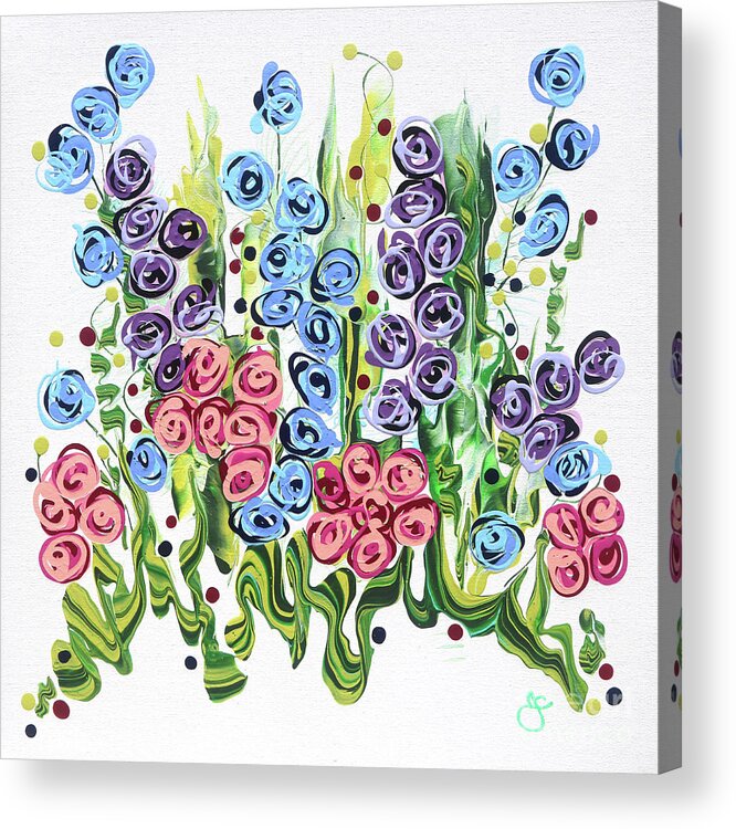Fluid Acrylic Painting Acrylic Print featuring the painting Godfrey's Garden by Jane Crabtree
