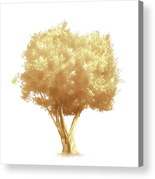 Tree Acrylic Print featuring the digital art Golden Tree Design 175 by Lucie Dumas