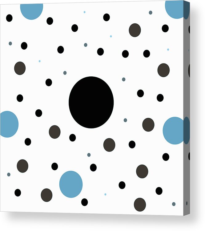 Black Acrylic Print featuring the digital art Graphic Polka Dots by Amelia Pearn