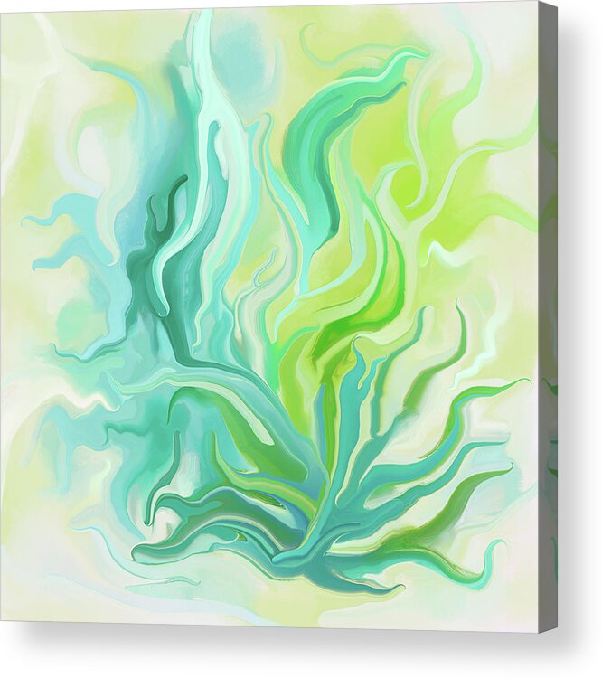Green Acrylic Print featuring the digital art Green Fire by Maria Meester