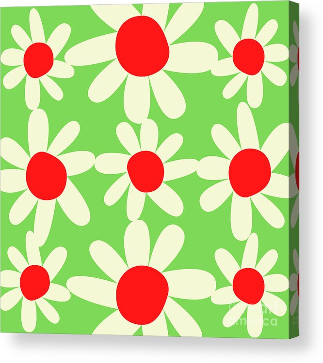 Green Acrylic Print featuring the digital art Green Floral Holiday Design by Christie Olstad