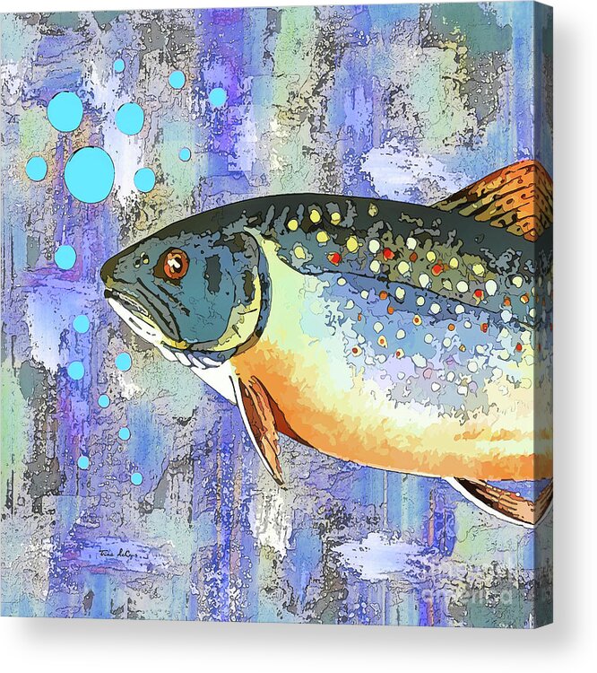 Trout Acrylic Print featuring the painting Grumpy Trout by Tina LeCour