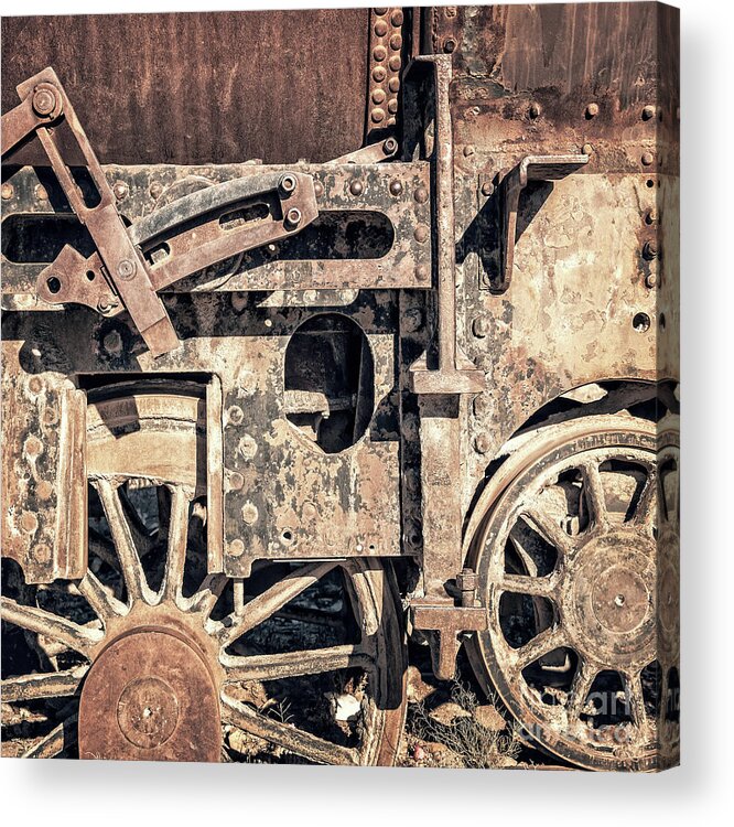 Train Acrylic Print featuring the photograph Grunge rusty train detail by Delphimages Photo Creations