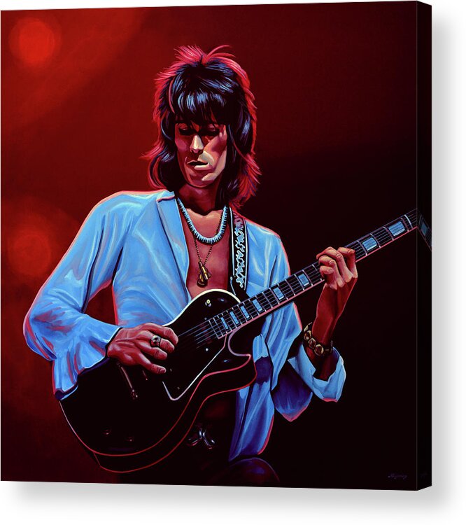 Painting Acrylic Print featuring the painting Guitarist Keith Painting by Paul Meijering