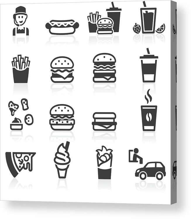Breakfast Acrylic Print featuring the drawing Hamburger Fast Food Icons by youngID