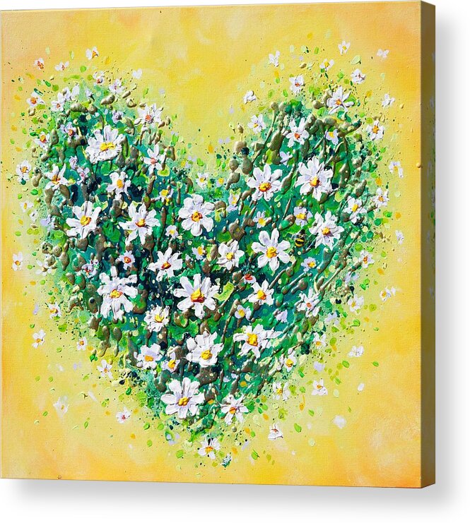 Heart Acrylic Print featuring the painting Happy Daisy Heart by Amanda Dagg