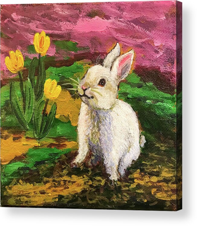 Original Painting Acrylic Print featuring the painting Happy Hoppy Easter by Sherrell Rodgers