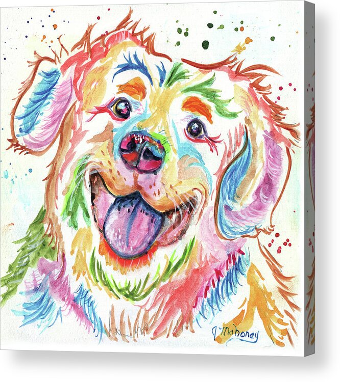 Dog Acrylic Print featuring the painting Happy Puppy by Jeanette Mahoney