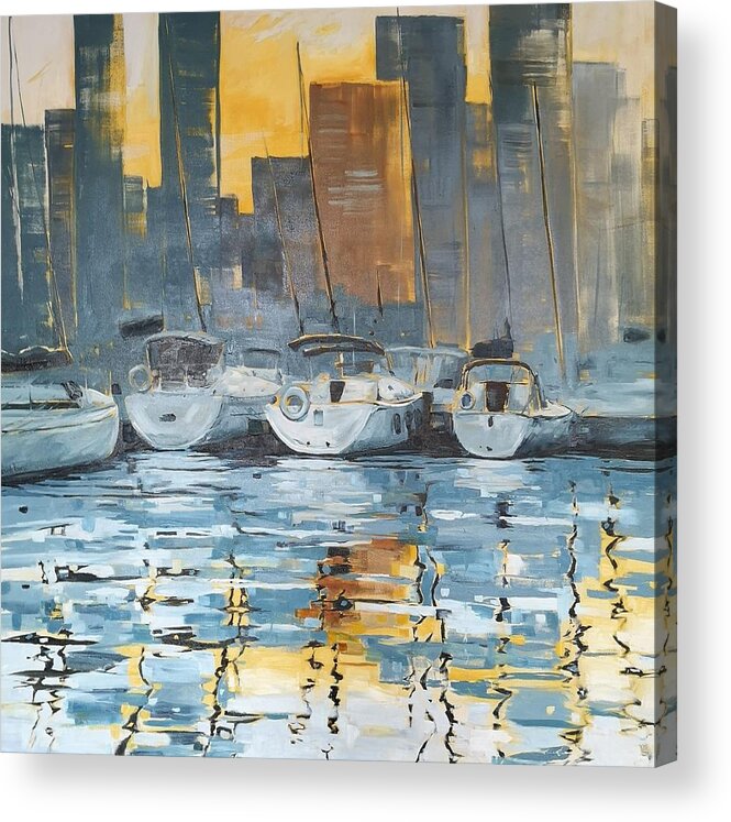 Harbour Acrylic Print featuring the painting Harbour by Sheila Romard