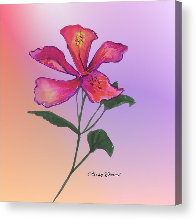 Hibiscus Acrylic Print featuring the painting Hawaiian Hibiscus by Charme Curtin