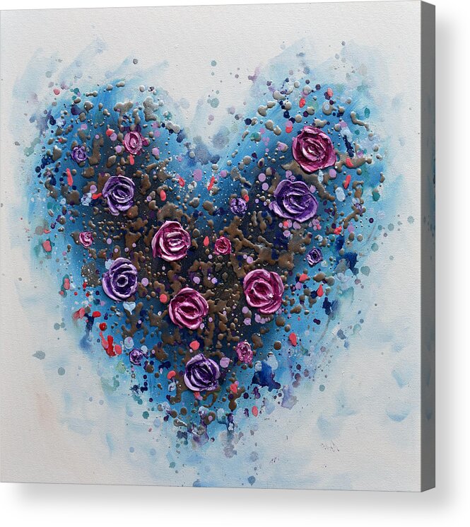 Heart Acrylic Print featuring the painting Heart of Roses by Amanda Dagg