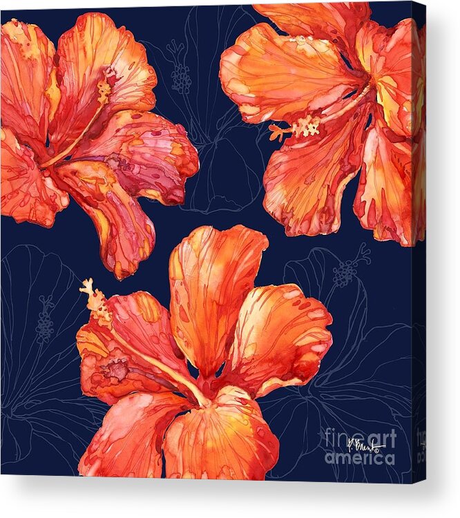 Watercolor Acrylic Print featuring the painting Hilo Hibiscus by Paul Brent