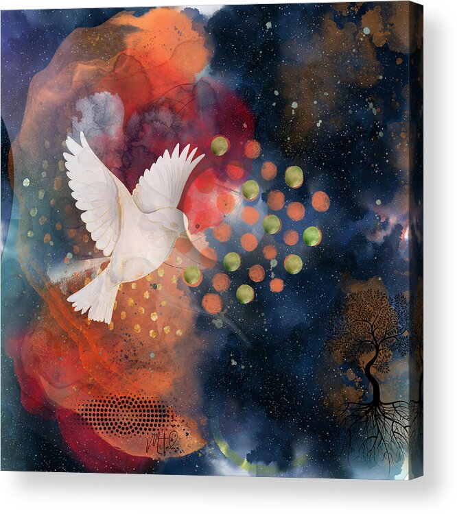 Dove Acrylic Print featuring the digital art Hope for Peace 2 by Mitak