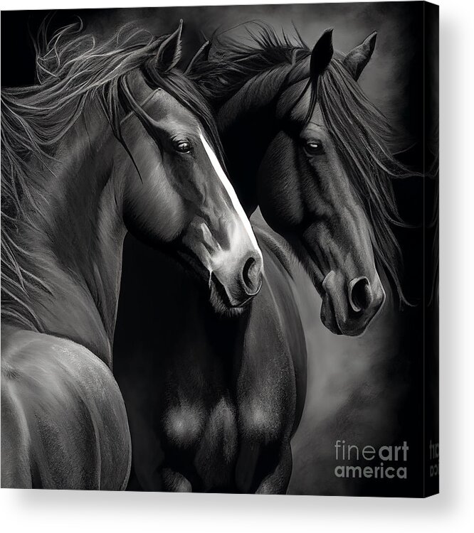 Horses Acrylic Print featuring the digital art Horse Design Series 1202b by Carlos Diaz