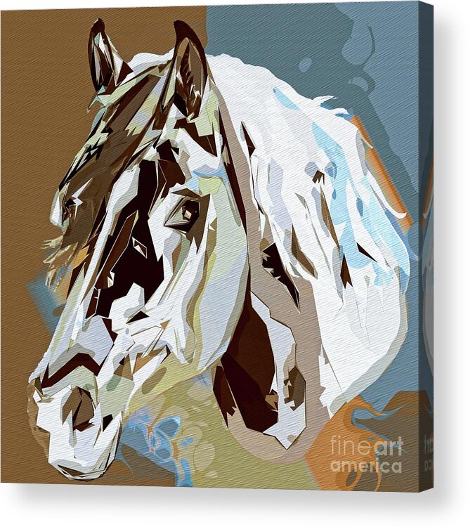 Horse Acrylic Print featuring the digital art Horse Portrait - Abstract Artwork 10 by Philip Preston