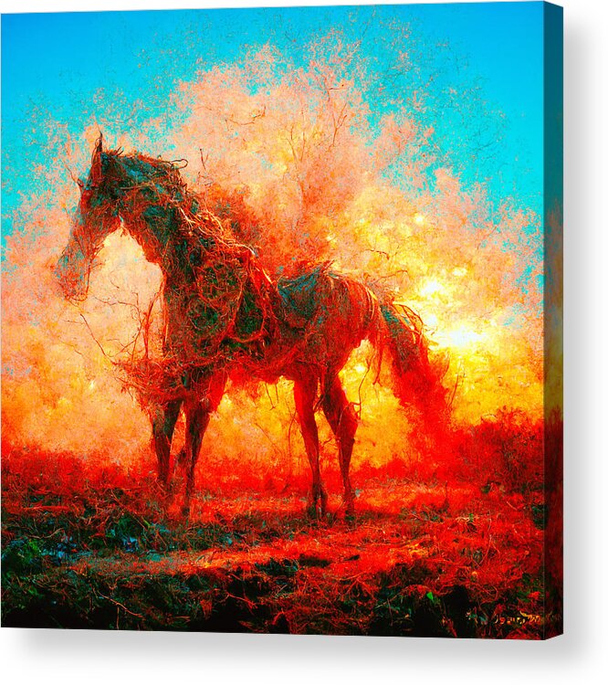 Horse Acrylic Print featuring the digital art Horses #2 by Craig Boehman